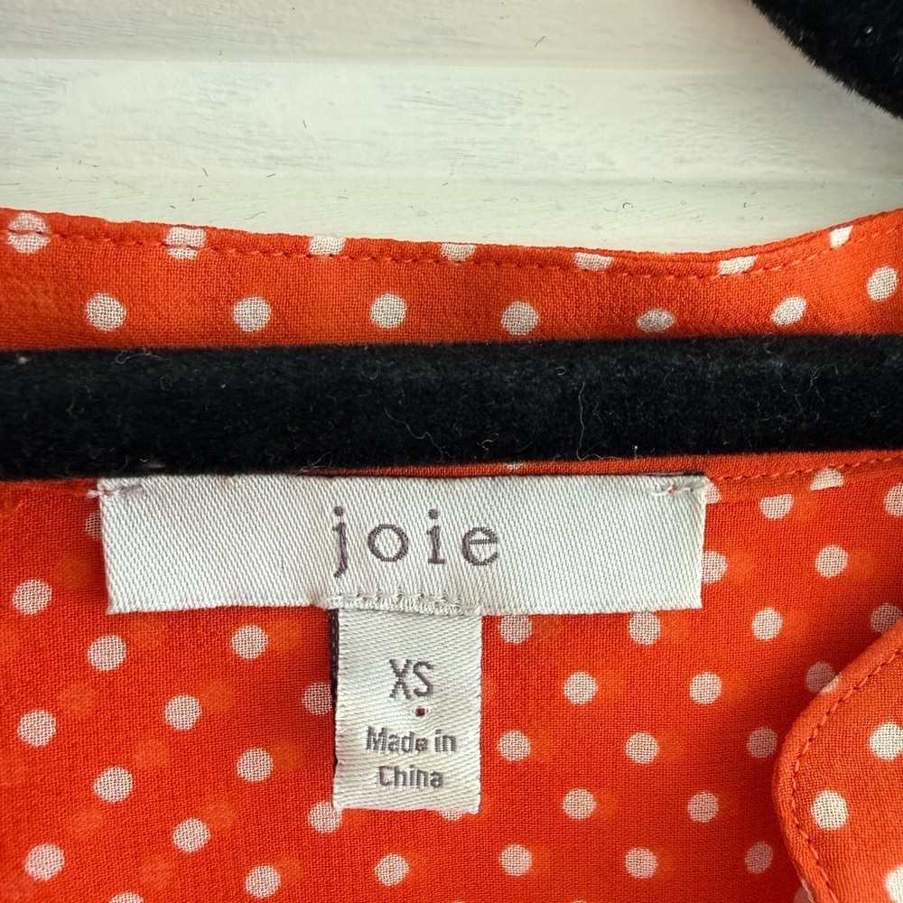 Joie Button Down Blouse Orange and White Polka Dot Size XS - Picture 4 of 4